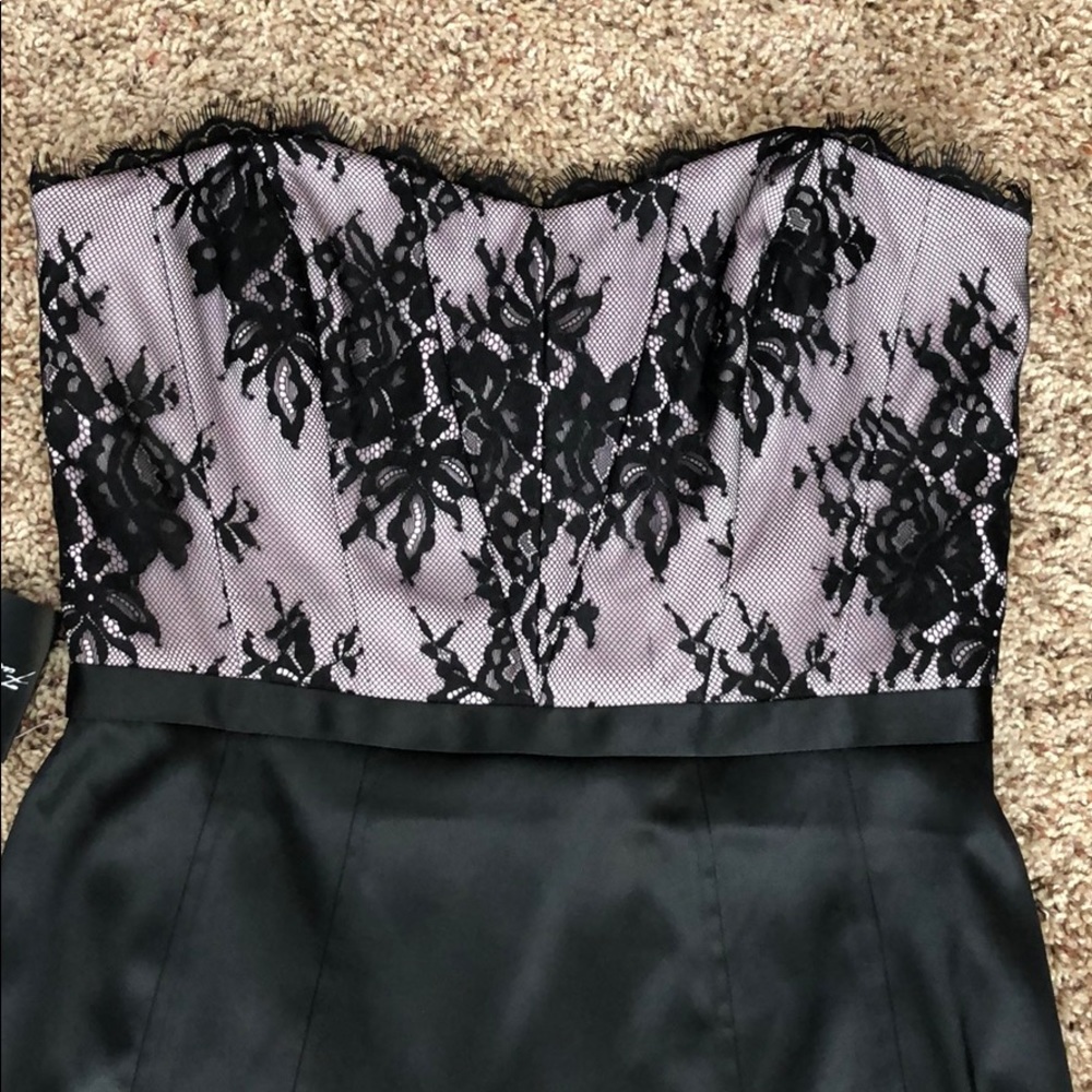 White House Black Market Strapless Black Dress with Light Pink Lace Bodice - Picture 2 of 4